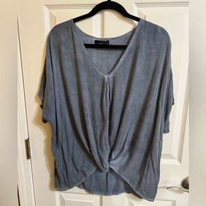 Mustard Seed Blue V-Neck Blouse